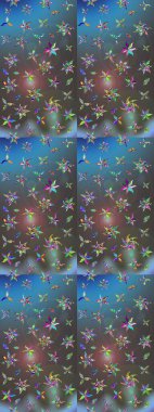 Raster deseni. Yumuşak, yaz çiçekleri mavi ve gri renklerde. Küçük çiçekteki sevimli çiçek deseni. Raster illüstrasyonu.