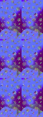 Düz Çiçek Elementleri Tasarımı. Güzel kumaş deseni. Renkli Yaz Temalı eskiz kalıbı. Raster illüstrasyonunda çiçek deseni çizimi.