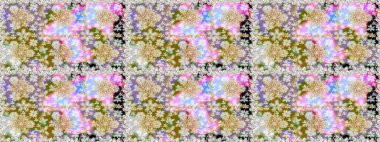 Altın desenli çiçek dekoru. Doğu tarzı element. Çizgi sanatı tasarım şablonu için kusursuz sınır. Davetiyeler, kartlar, web sayfası için Raster illüstrasyon. Tarafsız renklerde altın element.