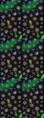 Gri ve yeşil renkli çiçekler. Robot resim. Şirin çiçek elementleri. Raster illüstrasyonu.