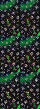 Gri ve yeşil renkli çiçekler. Robot resim. Şirin çiçek elementleri. Raster illüstrasyonu.