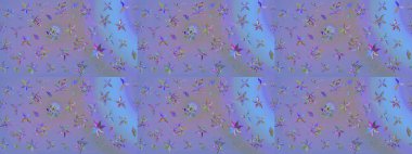 Çiçekli menekşe ve mavi çizim deseni. Raster çiçek izi. Klasik taslak çizimi. Raster Yumuşak kumaş deseni.