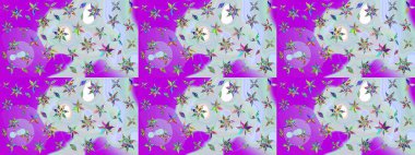 Güzel kumaş deseni. Düz Çiçek Elementleri Tasarımı. Raster illüstrasyonundaki çiçek desenli çizim. Renkli Bahar Teması çizim şablonu.