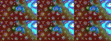 Kabile sanatı boho baskısı, klasik çiçek arkaplanı. Soyut etnik raster çizim kalıbı. Arkaplan dokusu, duvar kağıdı, kahverengi ve kırmızı renkli çiçek teması.