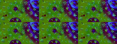 Çiçekler, dallar, bitkiler ve çiçekler. Güzel kumaş deseni. Raster illüstrasyonu. El çizimi.