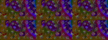 Renkli çizim kalıbı. Raster illüstrasyonu. Kahverengi ve yeşil renkli şirin tekstil. Çiçek arkaplan. Çiçek duvar kağıdı.