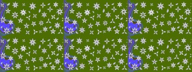 Raster illüstrasyonu. Renkli Bahar Teması eskiz kalıbı. Çiçek deseni. Düz Çiçek Elementleri Tasarımı. Chichi kumaş deseni çiz.