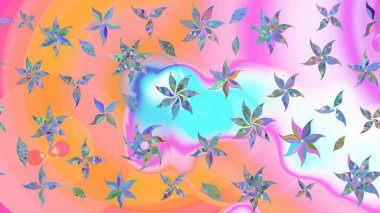 Düz Çiçek Elementleri Tasarım Raster illüstrasyonu. Tarafsız ve pembe renklerde çiçekler. Çiçek desenli eskiz. Renkli Bahar Teması çizim şablonu.