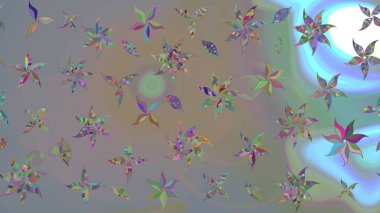 Raster suluboya çiçek deseni, narin çiçekler, gri ve bej çiçekler, tebrik kartı şablonu. Güzel kumaş deseni.