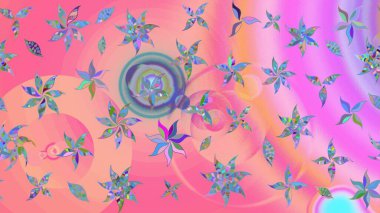 Suluboya, elle çizilmiş. Pembe ve nötr renklerde yaprakları olan yabani çiçekler. Raster illüstrasyonu. Taslak arkaplan deseni.