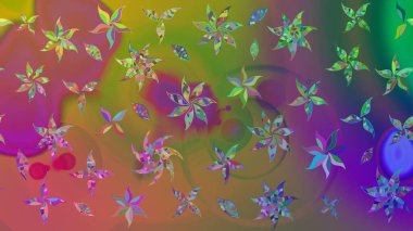 Raster çiçek desenleri çiziyor. Vadinin çiçekleri yeşil ve kahverengi renklerde.