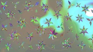 Gri ve mavi renklerde bahar çiçekleri. Çiçekli karalama şeklinde Raster çiçek deseni. Raster illüstrasyonu.