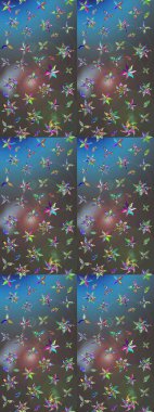 Gri ve mavi renklere karalamalar çizilmiş çiçek deseni. Raster illüstrasyonu.