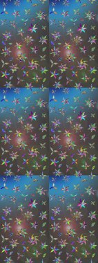 Raster çiçek izi. Raster Yumuşak kumaş deseni. Çiçek grisi ve mavi çizim deseni. Klasik taslak çizimi.