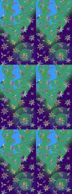 Suluboya desenli çiçek deseni. Moda baskısı. Dekorasyon ve tasarım için güzel bir desen. Çiçeğin suluboya çizimlerinin mükemmel deseni. Ayarlanmış.