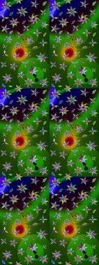 Robot resim. Küçük çiçekte güzel bir desen. Motley illüstrasyonu. Küçük renkli çiçekler. Moda baskıları için zarif bir şablon. Çiçekli yaz çiçekleri.