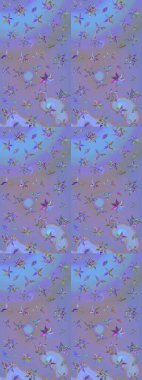 Renkli Bahar Teması eskiz kalıbı. Düz Çiçek Elementleri Tasarımı. Parlak arkaplan eskiz desenli çiçekli fantezi tasarımı.