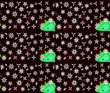 Raster illüstrasyonu. 3D çiçekler, eskiz. Siyah renklerde.