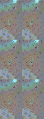 El çizimi. Çiçekli, yapraklı, çiçek desenli eskiz. Raster illüstrasyonu.