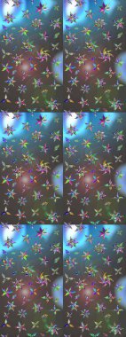 Arkaplan dokusu, duvar kağıdı, mavi ve gri renkli çiçek teması. Kabile sanatı boho baskısı, klasik çiçek arkaplanı. Soyut etnik raster çizim kalıbı.