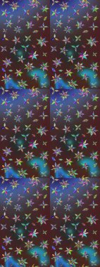 Parmak izi, kumaş, duvar kâğıdı, tekstil için raster dokusu. Renkli grunge, soyut arkaplanı kolonya ve mor çiçeklerle süslüyor. Nakış desenli çiçek deseni..