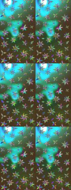 Raster - stok. Yeşil ve kahverengi çiçekli eskiz deseni, suluboya çiçek deseni, sevimli çiçek, duvar kağıdı, kart veya kumaş için fayanslı.