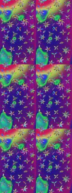 Mor ve mor renklere karalamalar çizilmiş çiçek deseni. Raster illüstrasyonu.