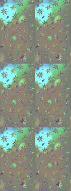 Millefleur 'lar. Tekstil, kumaş, kapaklar, duvar kağıtları, baskı, naylon, koleksiyon defteri, örgü, dekupaj için güzel bir eskiz. Küçük gri ve bej renkte güzel bir besin torbası deseni, çiçekler..