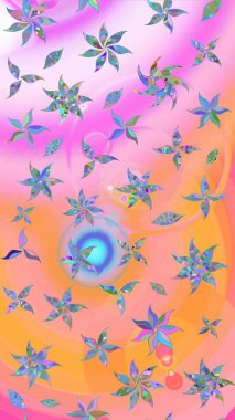 El yapımı çiçek ve bitki koleksiyonu. Raster illüstrasyonu. Raster illüstrasyonu. Şirin karalamalı çiçek desenli çizim. Eskiz tarzı pembe ve turuncu renkler..