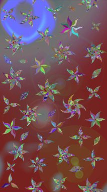 Kahverengi ve gri renkli çiçekler. Raster illüstrasyonu. Çizim çiçek deseni duvar kağıdı için kullanılabilir.