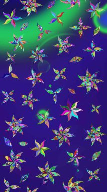 Düz Çiçek Elementleri Tasarım Raster illüstrasyonu. Çiçekli çiçek deseni, suluboya. Mavi ve menekşe renkleri üzerine çiçekler. Renkli Bahar Teması çizim kalıbı.