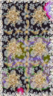 Raster geleneksel oryantasyon süsü. Kusursuz klasik altın desen. Altın elementlerle gri renklerde altın desen.