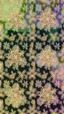 Çiçek desenli altın metal. Altın elementli gri renkler. Raster altın çiçek süsü brokar kumaş ve cam desenli. Kusursuz altın desen.