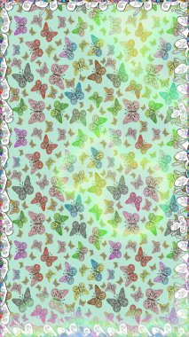 Raster illüstrasyonu. Davetiye, kart ve parmak izi için basit kadınsı bir model. Tarafsız arka planda kelebek. Kusursuz..