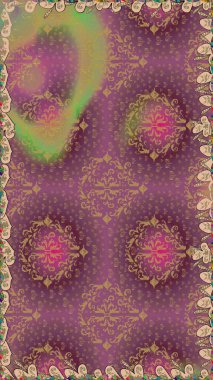 Kusursuz bir arka plan modeli. Yapraklı çiçekler ve mor renkli papatya çiçekleri. Raster - stok.