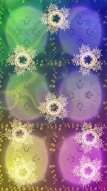 Yeni yıl kar tanesi. Güzel soyut kar taneleri raster tasarımı. Düz kar karalama ikonları, kar taneleri silueti nötr, yeşil ve menekşe renkleri noel afişi için, kartlar.