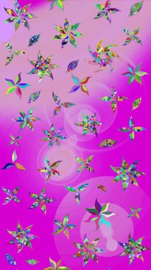 Renkli Bahar Teması eskiz kalıbı. Raster illüstrasyonundaki çiçek desenli çizim. Güzel kumaş deseni. Düz Çiçek Elementleri Tasarımı.