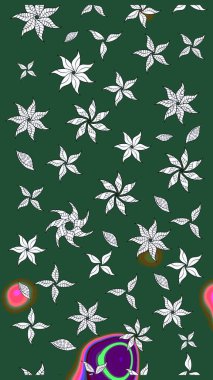 Yeşil ve nötr renklerde çiçekler. Düz Çiçek Elementleri Tasarımı. Raster illüstrasyonundaki çiçek desenli çizim. Renkli Bahar Teması çizim şablonu.