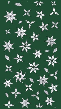 Raster illüstrasyonu. Asya tekstil tarzında. Çiçek desenli çizim. Renkli Bahar Teması eskiz kalıbı. Yeşil ve nötr renklerde çiçekler. Düz Çiçek Elementleri Tasarımı.