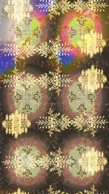 Raster illüstrasyonu. Lace Snowflakes 'in etnik kökü. Kumaş veya Duvar Kağıdı Tasarımı. Mandalas 'ın dekoratif dokusu. Stilize Çiçekler. Tekstil için Lacy Fashion Print. Halk Biçimi.