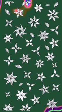 Güzel kumaş deseni. Çiçekler, dallar, bitkiler ve çiçekler. El çizimi. Raster illüstrasyonu.