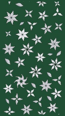 Raster illüstrasyonu. Asya tekstil tarzında. Çiçek desenli çizim. Renkli Bahar Teması eskiz kalıbı. Yeşil ve nötr renklerde çiçekler. Düz Çiçek Elementleri Tasarımı.