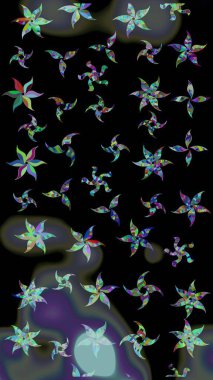 Raster illüstrasyonu. Güzel karalamalı çiçek desenli çizim. Küçük çiçekteki sevimli çiçek deseni. Güzel kumaş deseni.