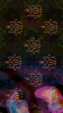 Çiçek desenli eskiz. Düz Çiçek Elementleri Tasarım Raster illüstrasyonu. Renkli Bahar Teması eskiz kalıbı. Gri ve kahverengi renkte çiçekler.