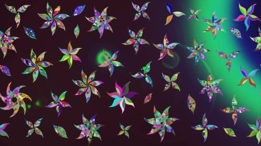 Renkli Yaz Temalı eskiz kalıbı. Kahverengi ve yeşil renkli çiçekler. Düz Çiçek Elementleri Tasarımı. Raster illüstrasyonunda çiçek deseni çizimi.