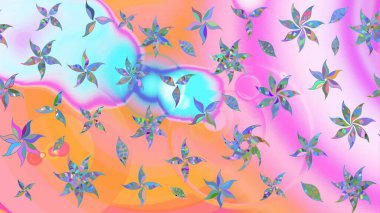 Çiçekli zambakların eskiz geçmişi. Çiçek tasarımı için inanılmaz bir kolaj cenneti tarzı. Parlak çiçekli kolaj çiçekleri tarafsız ve pembe.