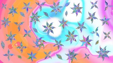 Raster illüstrasyonu. Robot resim. Tarafsız ve pembe renklerde çiçekler. Şirin çiçek elementleri..