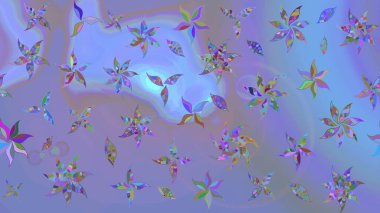 Mavi ve mor renkli çiçekler. Gömlek baskısı için çiçek boyası. Çiçek eskiz kalıbı geçmişi.