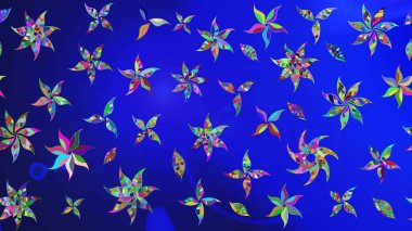 Mavi ve yeşil renkli çiçekler. Tropik çiçekler. Gömlek çizimi Arkaplan Deseni.