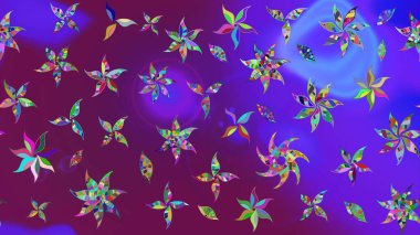 Mor ve mor renklerde. Güzel kumaş deseni. Raster illüstrasyonundaki çiçek desenli çizim. Raster illüstrasyonu.